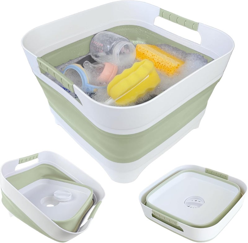 GIMWA Wash Basin for Baby Bottles, Versatile Wash Tub for Kitchen, RV, Outdoor Camping Sink, Sturdy Bottle Tub Easy to Clean (Green) - Image 1